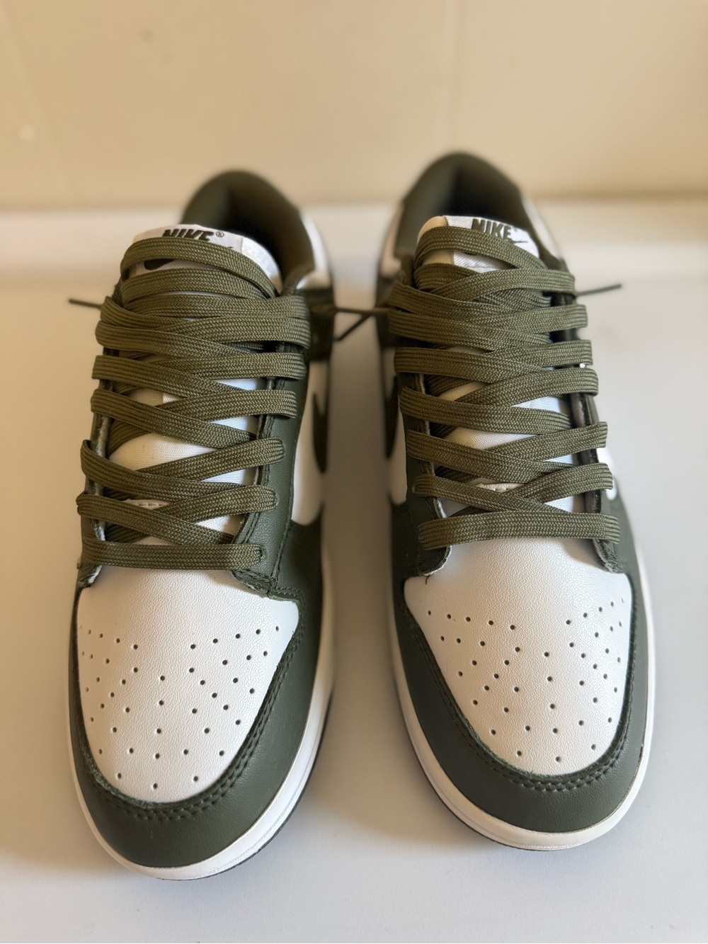 Nike Men’s Low-Top Sneakers in Olive Green and White